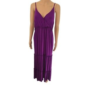 ANA Purple Sleeveless VNeck Spaghetti Straps Maxi Dress‎ Large